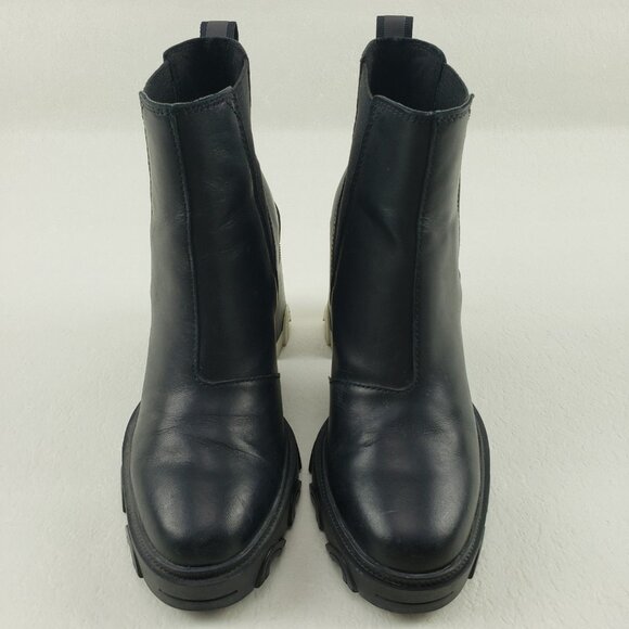 Sorel Brex Chelsea Ankle Boot Womens 8 Black Leather Pull On Waterproof Block - Picture 5 of 13